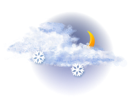 Mostly cloudy,
Light Snow